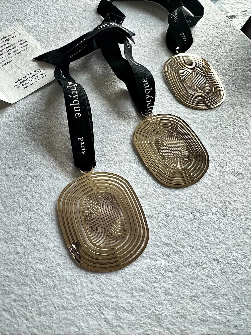 diptyque Gold-Tone Pendant Necklace Set of 3 NWT